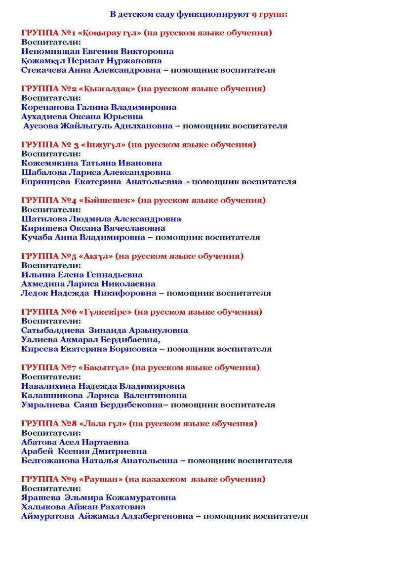 В детском саду функционируют 9 групп